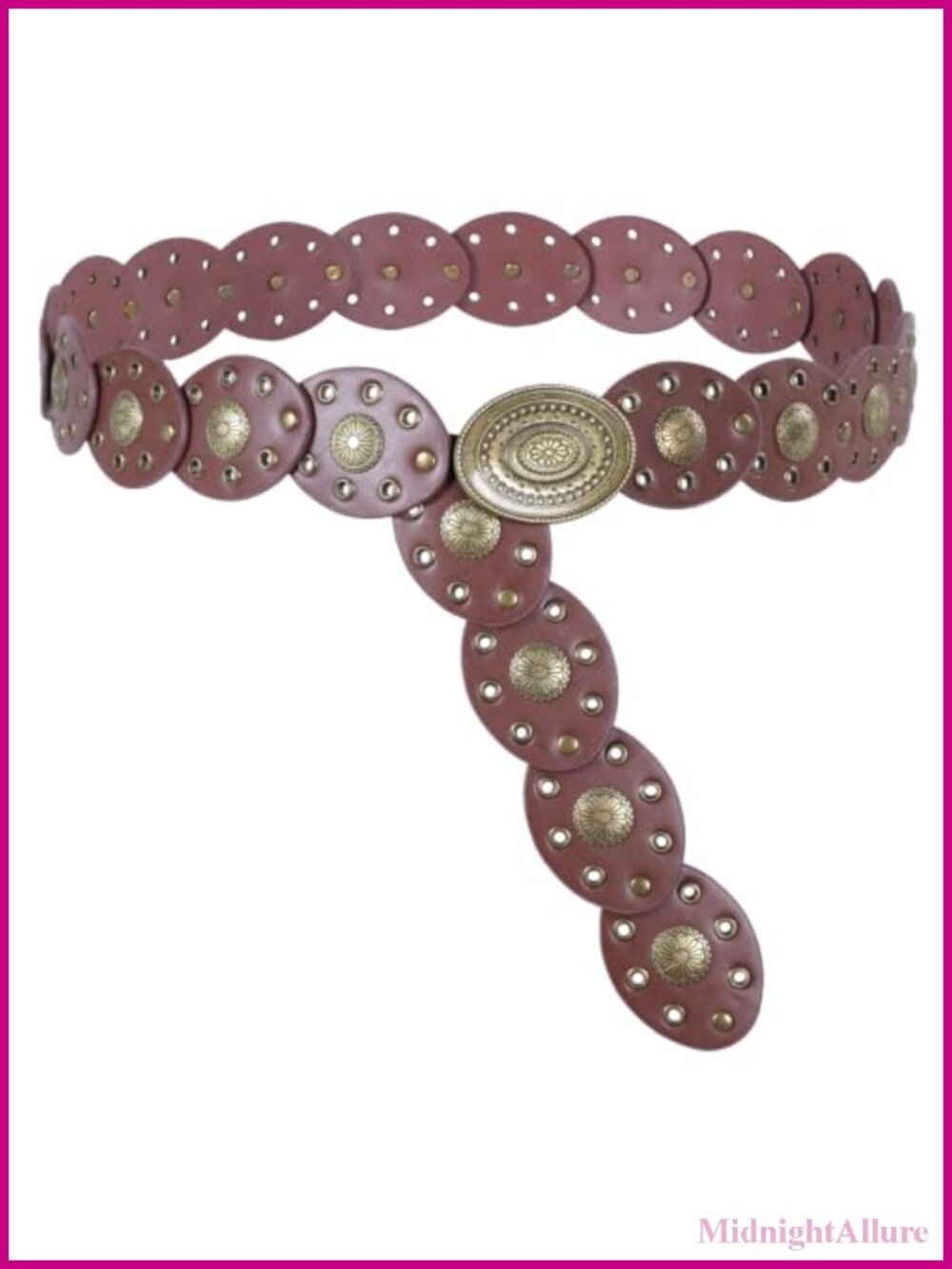 Western Concho Belt Women PU Leather Boho Cowgirl Country Style